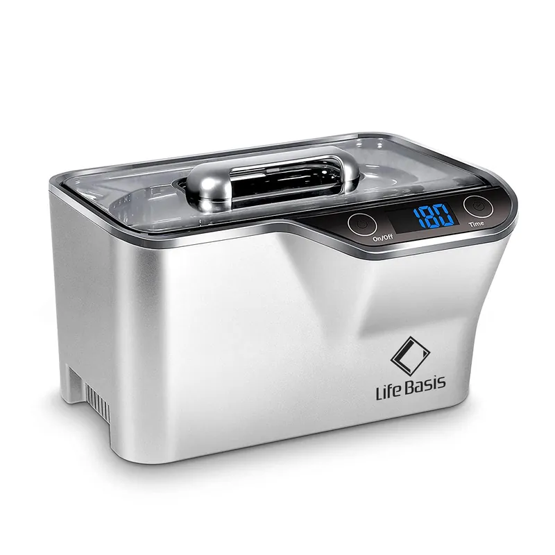 LifeBasis Ultrasonic Cleaner, Professional 45kHz Ultrasonic Jewelry Cleaner 20 Ounces (600ML) with Digital Timer, Watch Holder Ultrasonic Glasses Cleaner for Rings, Coins, Watches, Dentures, Silver