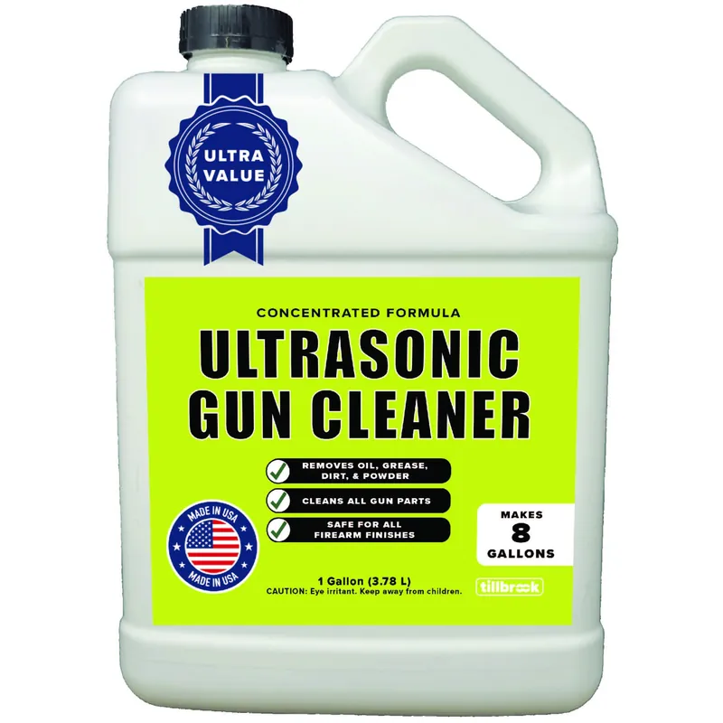 Ultrasonic Gun Cleaner - Makes 8 Gallons - Tillbrook Concentrated Ultrasonic Gun Cleaner - 128 oz Cleaning Solution for Guns, Pistols, & Gun Parts - Safe for Most Gun Finishes - Removes Oil & Grease