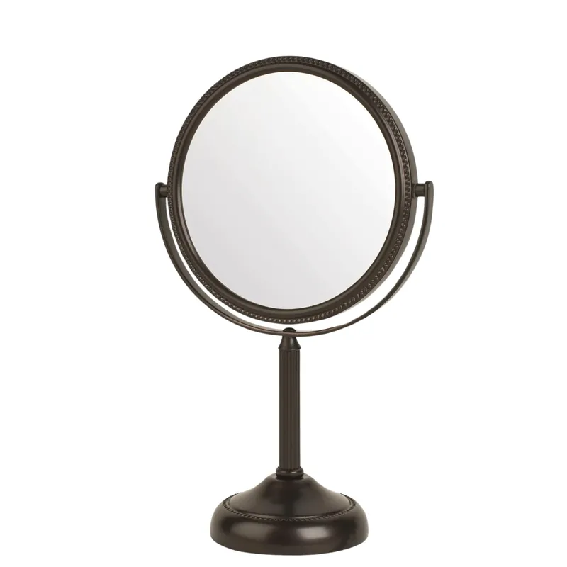 JERDON Two-Sided Tabletop Makeup Vanity Mirror - 10X-1X Magnification & Swivel Design - 6-Inch Diameter Portable Mirror - Bronze Finish - Model JP910BZP
