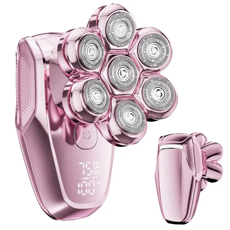 MALEGEBAZ Electric Razors for Women - 7D Electric Shaver for Women, IPX8 Waterproof with USB-C Fast Charge, LED Display, 2 Speeds & Magnetic Heads,Raspberry Sorbet