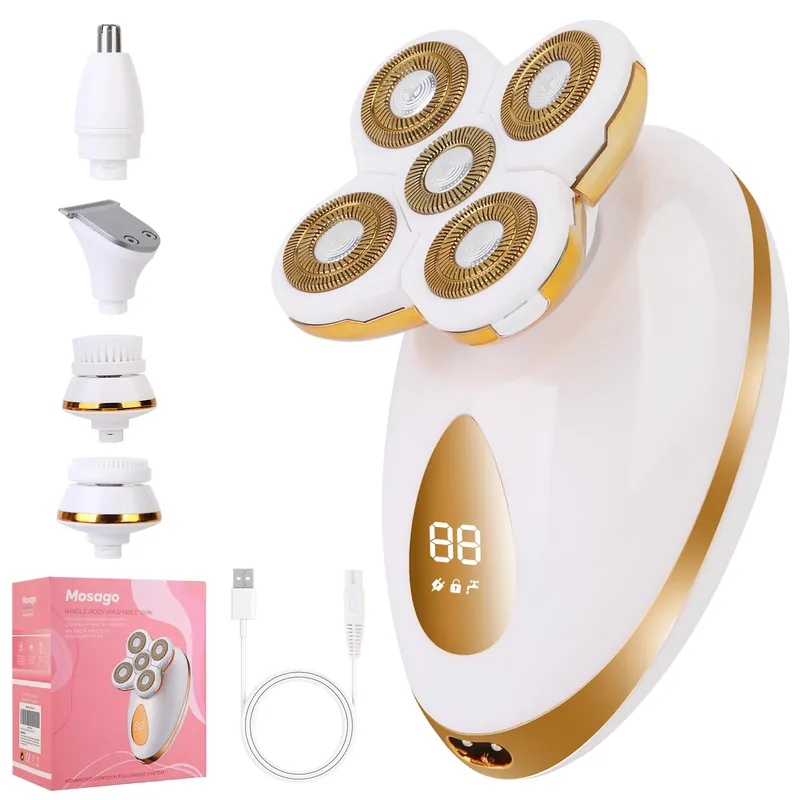 Electric Razors for Women, 5 in 1 Painless Rechargeable Dusk Shaver Womens, Women‘s Shavers Everything, Lady Leg/Bikini/Face Hair Removal Products, Female Wet Dry Shaving Machine