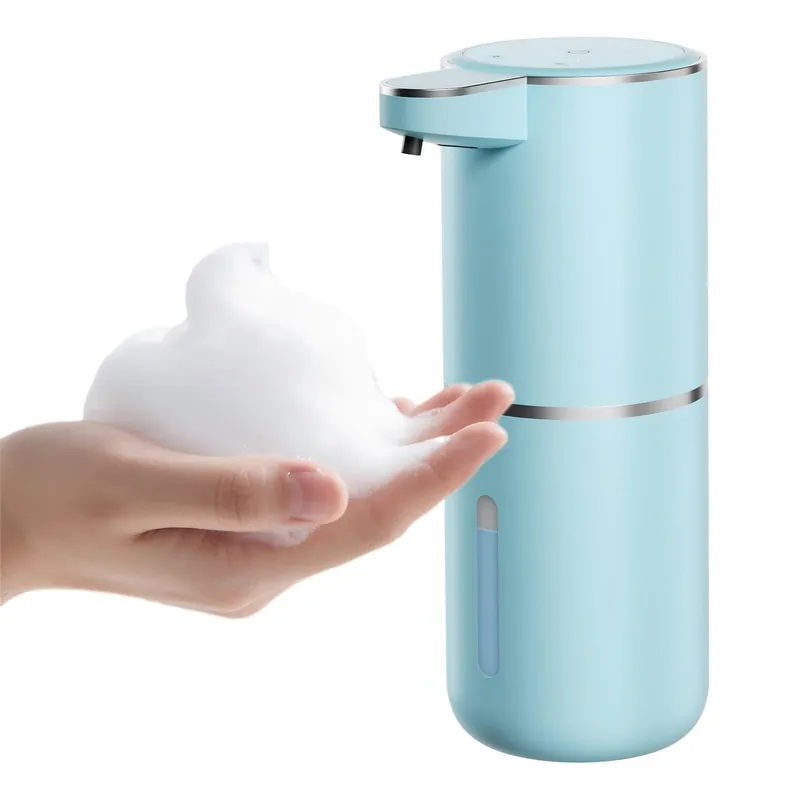 Wisekoti P11 Seafoam Automatic Foaming Soap Dispenser – Unique Coastal Tone, Touchless Sensor, 4-Level Foam Control, USB-C Rechargeable, 380ml, Wall Mounted or Countertop for Kitchen & Bathroom