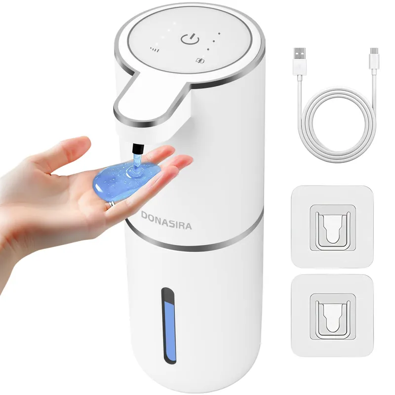 DONASIRA Automatic Liquid Soap Dispenser Touchless, USB Rechargeable Hand Soap Dispenser, 4 Adjustable Volume Levels, IPX5 Waterproof, 12.8oz/380ml Wall Mounted for Bathroom Kitchen Countertop, White