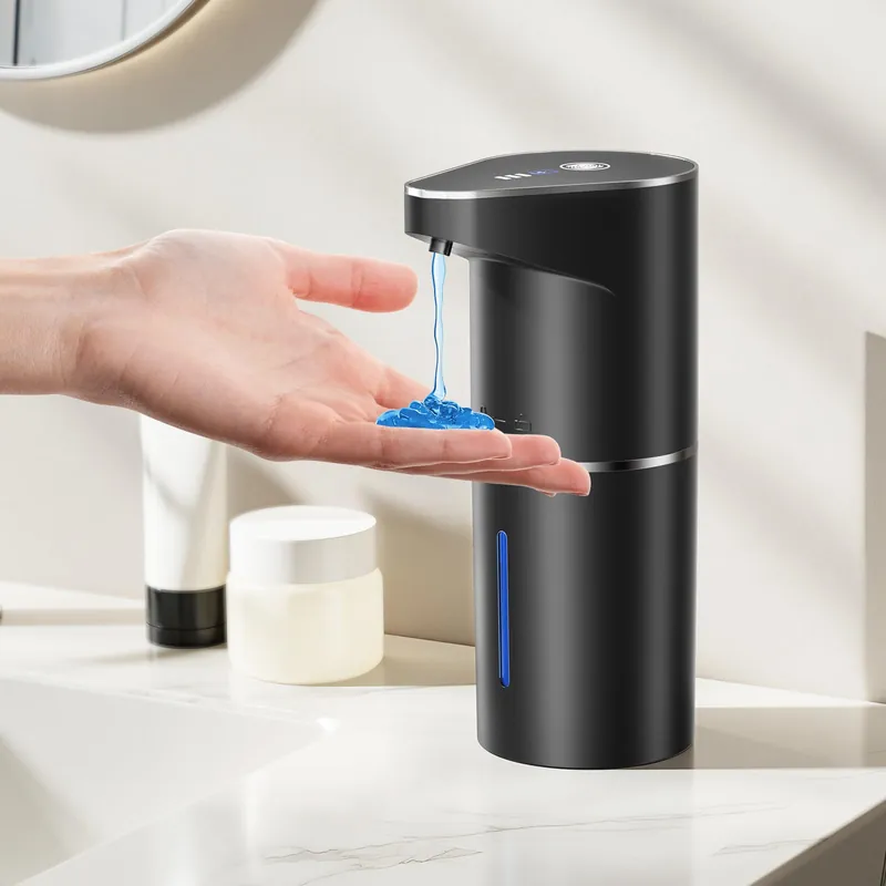 Fantictas Automatic Soap Dispenser,Touchless Hand Wall Mount Rechargeable 3 Gear Adjustable Electric Soap Dispenser 350ml with Infrared Motion Sensor for Bathroom,Kitchen,Office, Black Gel