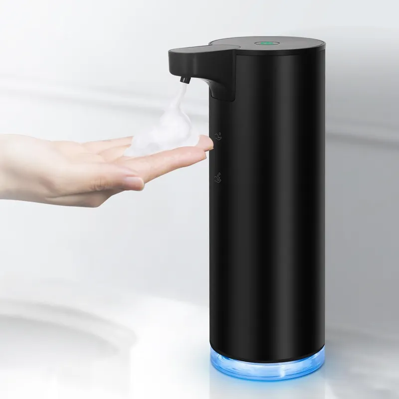LAOPAO Automatic Soap Dispenser Foaming Rechargeable Touchless Soap Dispenser Stainless Steel Foam Soap Dispenser for Bathroom Hand Soap Pump for Kitchen Xmas Gift, 9oz, Black