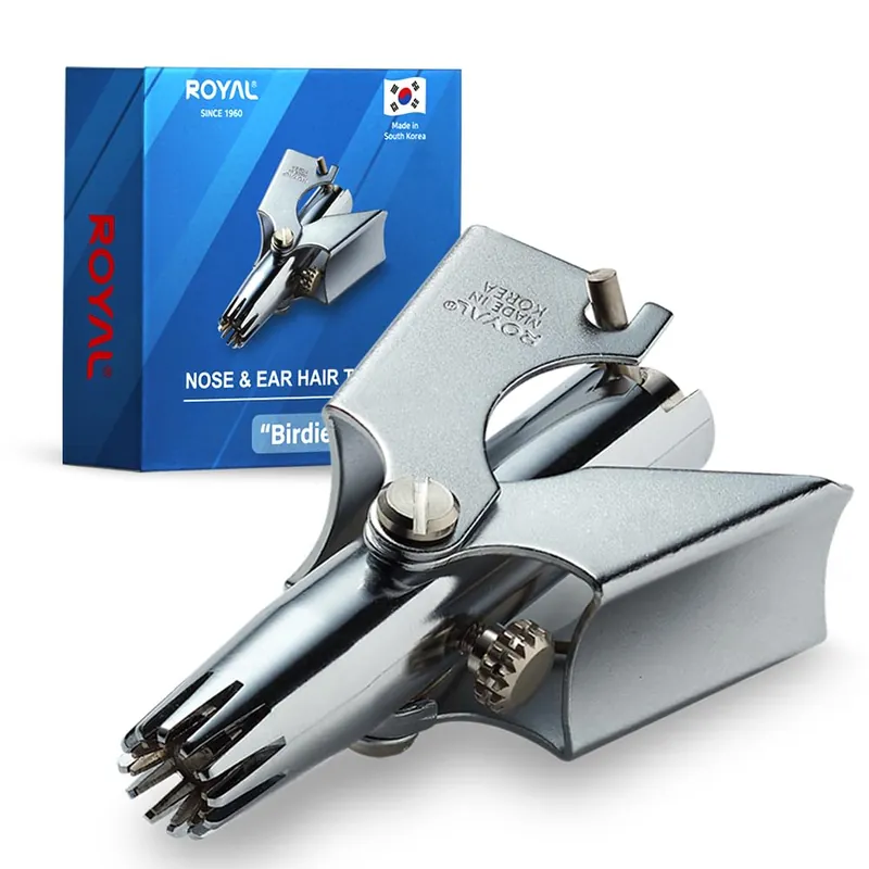 ROYAL [Made in Korea] Nose Hair Trimmer for Men Birdie, Manual, Battery-Free, Water-Resistance, Painless with Twelve Dual-Edged Blades, Patented Mechanism ET-4