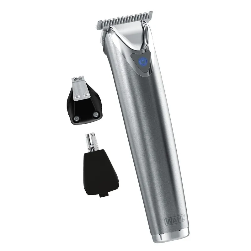 Wahl USA Stainless Steel Lithium-Ion Cordless Beard Trimmer for Men - Rechargeable All in One Men‘s Beard Trimmer with Rotary Ear & Nose Trimmer, & Detail Trimmer - Model 9818A