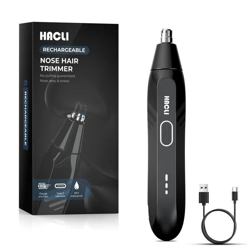 Nose Hair Trimmer for Men Women - HACLI Electric Painless Nose Hair Clipper, 8000RPM Powerful Motor, IPX7 Waterproof, Safe & Quiet, Replaceable Head, Travel Lock USB-C Rechargeable