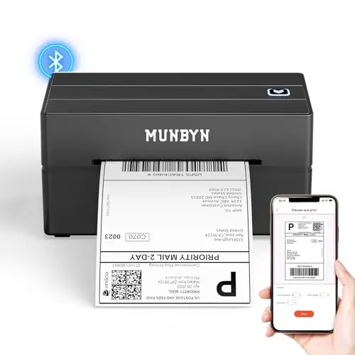 Bluetooth Thermal Label Printer, 130B Wireless 4x6 Shipping Label Printer for Shipping Packages
