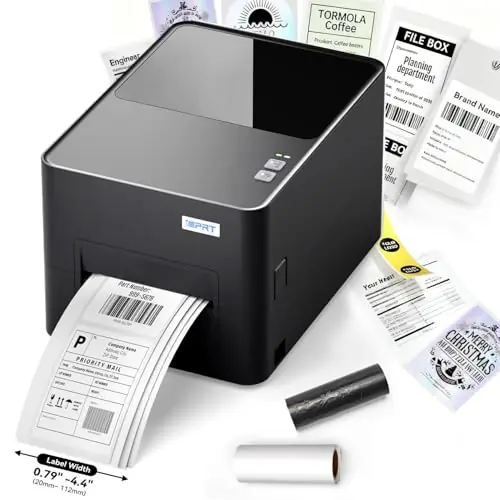 Industrial Thermal Label Printer, 6IPS High-Speed 4.4‘‘ Max Width, USB/Ethernet