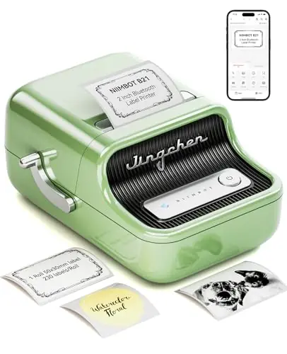 Label Maker Inkless Bluetooth Label Printer, 2 Inch Portable Thermal Sticker Machine for Small Business, Address, Logo, Clothing