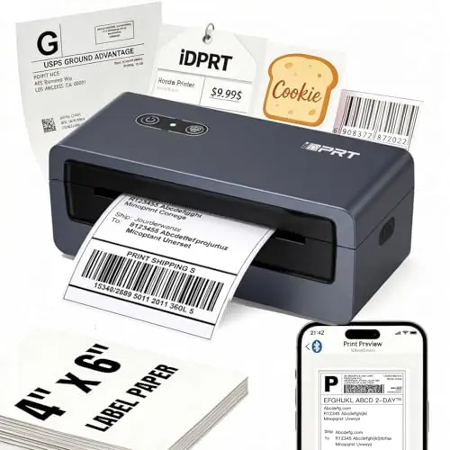 Bluetooth Thermal Shipping Label Printer, Wireless Label Maker for Shipping Packages, Work with iOS Android Windows