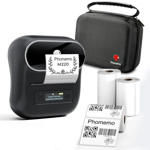 Phomemo Label Maker, M220 Thermal Label Printer, 80mm Portable Bluetooth Barcode Printer