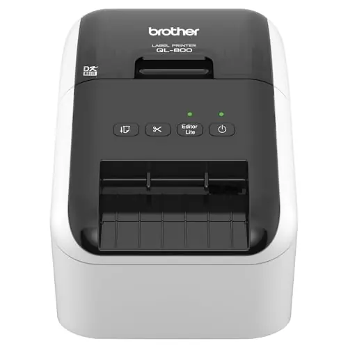 Brother QL-800 High-Speed Professional Printer, Plug & Label Feature, Genuine DK Pre-Sized