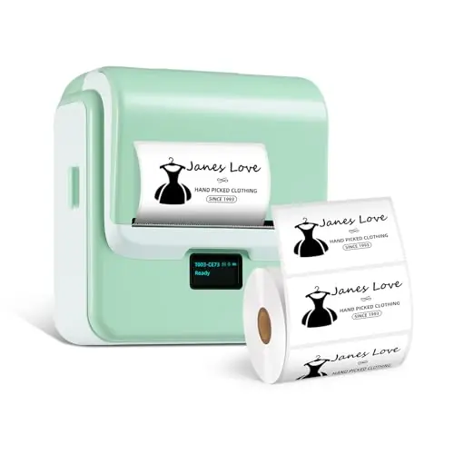 ORGSTA Label Maker with Tape, T003 Thermal Label Maker, 3.15 Inch Bluetooth Label Printer Compatible with Phone & PC, Sticker Printer Barcode Thermal Maker for Small Business, Home, School