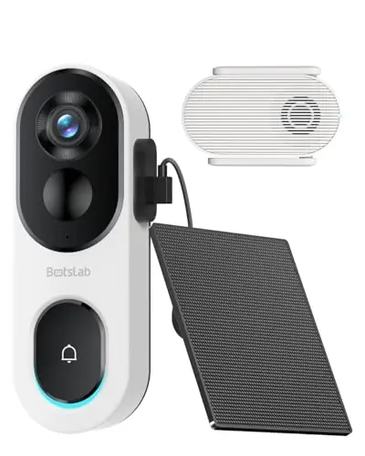 Doorbell Camera Wireless with Solar Panel, Nonstop Power Video Doorbell with Head-to-Toe View, No Monthly Fee