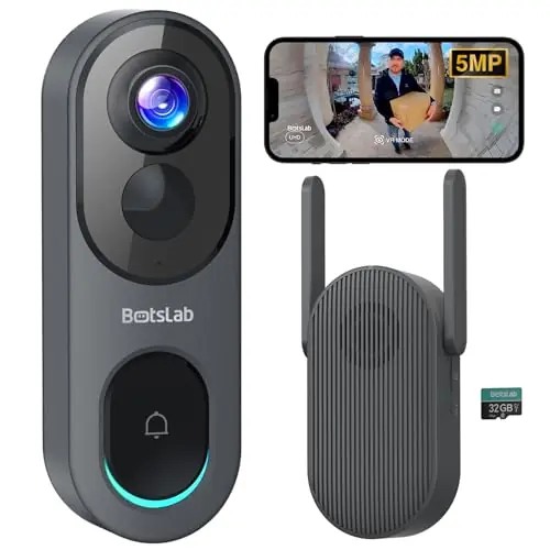 5MP Wireless Video Doorbell Camera,180° Head-to-Toe View, AI Motion Detection, VR Mode
