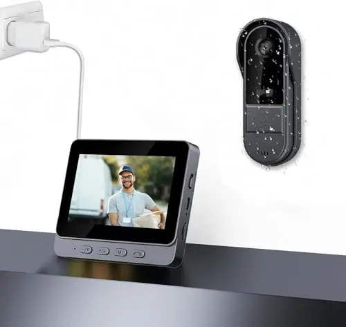 Winnes Doorbell Camera Wireless No Subscription Video Doorbell with Camera 1080P with Screen,Two-Way Audio