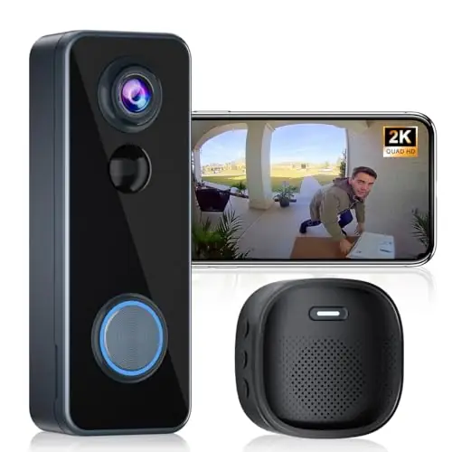 Doorbell Camera Wireless, Head-to-Toe Video - No Subscription Required,2K HD Live View