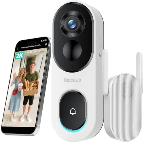 2K Doorbell Camera Wireless with Head-to-Toe View, No Monthly Fee, Video Doorbell with 2-Way Audio