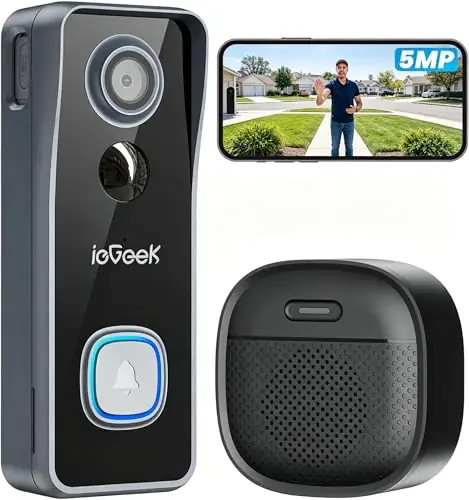 Wireless Doorbell Camera No Subscription - 5MP Ultra Clear Motion Detection Alert Video Doorbell