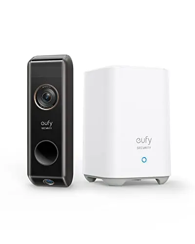 Security Video Doorbell Dual Camera, 2K HD, Wireless, Battery-Powered, HomeBase, Dual Motion Detection