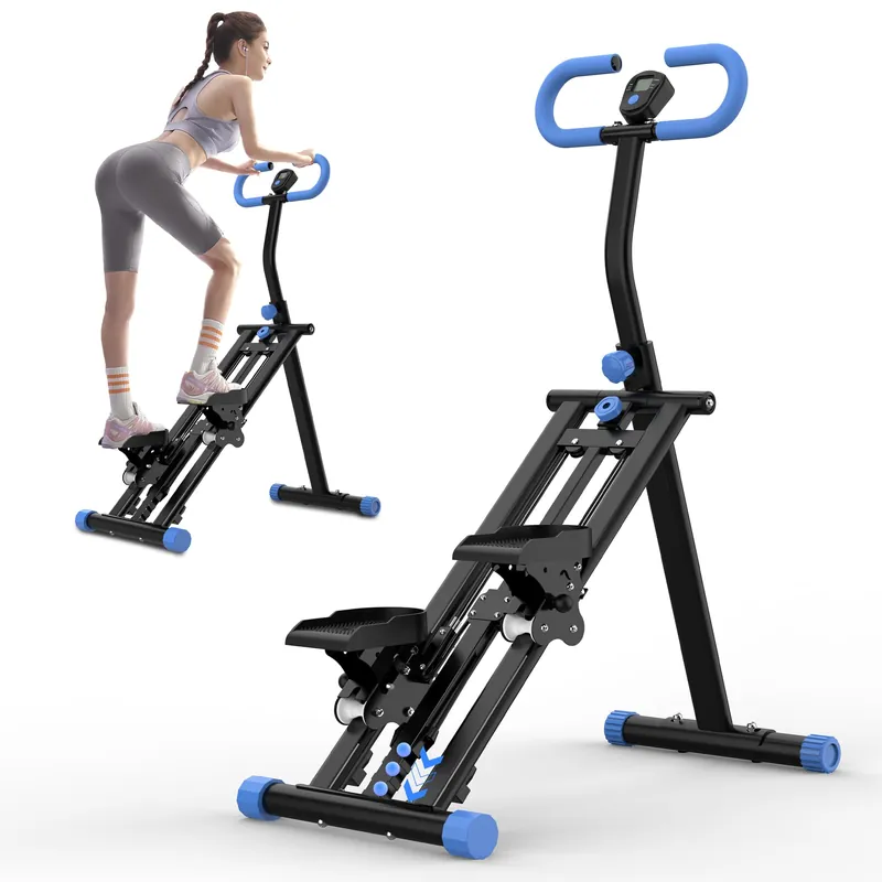 KINMAC Stair Stepper with Adjustable Resistance for Home - Upgrade Climber Workout Machine with LCD Tracking & Space-Saving Design Ideal for Home Gym, Apartment & Office (Black)