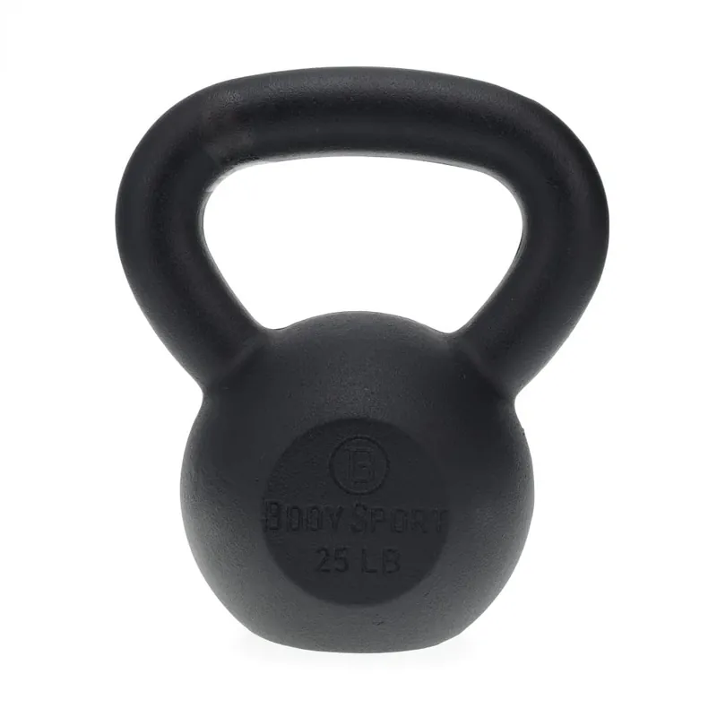 Body Sport Cast Iron Kettlebell, 25 lb. – At-Home Gym Equipment – Kettlebell Free Weights – Strength & Core Training Equipment – Cast Iron Resistance Workout Gear