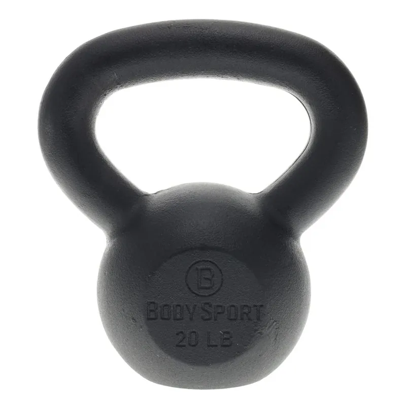 Body Sport Cast Iron Kettlebell, 20 lb. – At-Home Gym Equipment – Kettlebell Free Weights – Strength & Core Training Equipment – Cast Iron Resistance Workout Gear