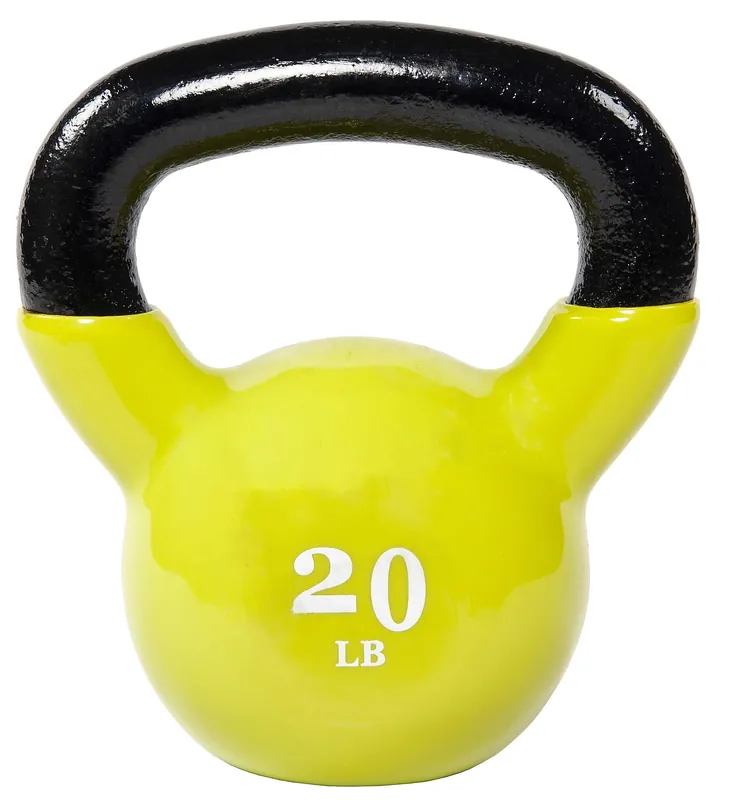 Fitvids All-Purpose Color Vinyl Coated Kettlebell, 5-50 Pounds, Yellow
