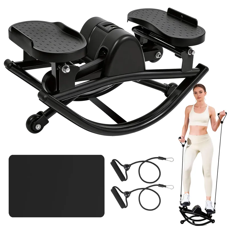 Rock Stepper - Steppers for Exercise at Home, Portable Stepper Side to Side with Digital Display & Resistance Bands, 330 LBS Capacity Full Body Workout Low-Impact Knee-Friendly 3D Stair Stepper