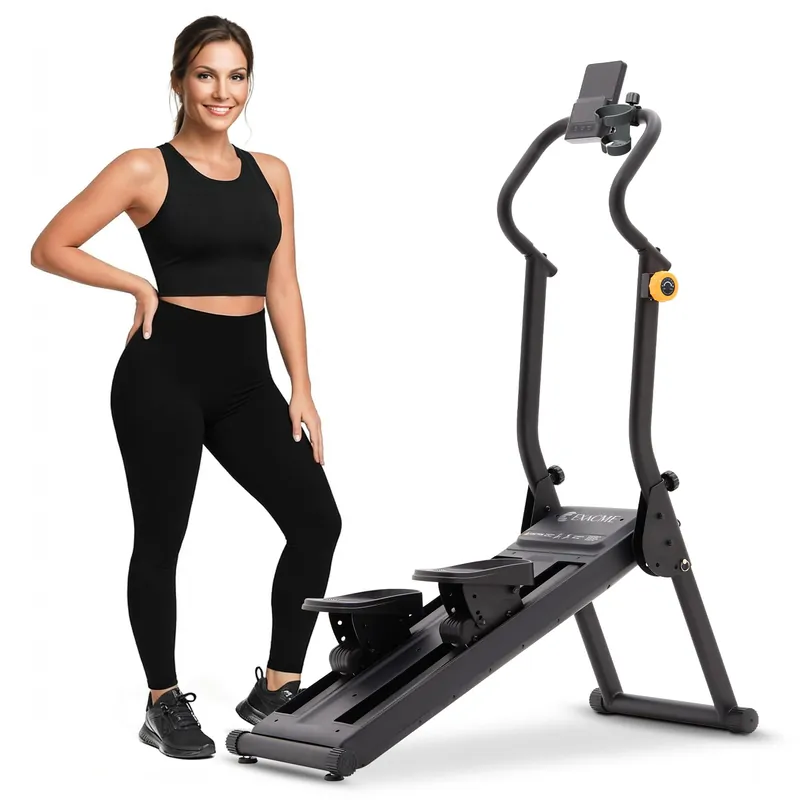 Magnetic Stair Stepper for Home, 16-Level Adjustable Resistance up to 77LBS, 350LBS Capacity, with Cup Holder & Bluetooth APP, Folding Compact Cardio Climber(Black)