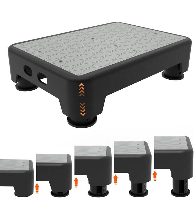LIFTOZA 5-Level Adjustable Step Stool, 700 LBS Capacity Safety Bed Step for Seniors, Exercise Setp Platform, Portable Stair Assist for Elderly, Wide Step up for Kitchen, Car, Bedside & Shower, Grey