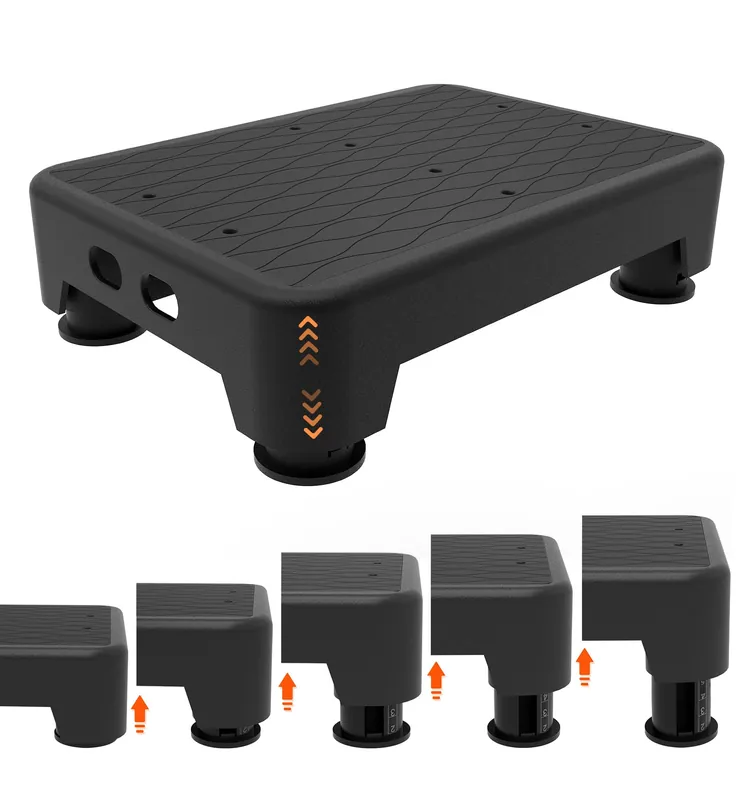 LIFTOZA 5-Level Adjustable Step Stool, 700 LBS Capacity Safety Bed Step for Seniors, Exercise Setp Platform, Portable Stair Assist for Elderly, Wide Step up for Kitchen, Car, Bedside & Shower, Black