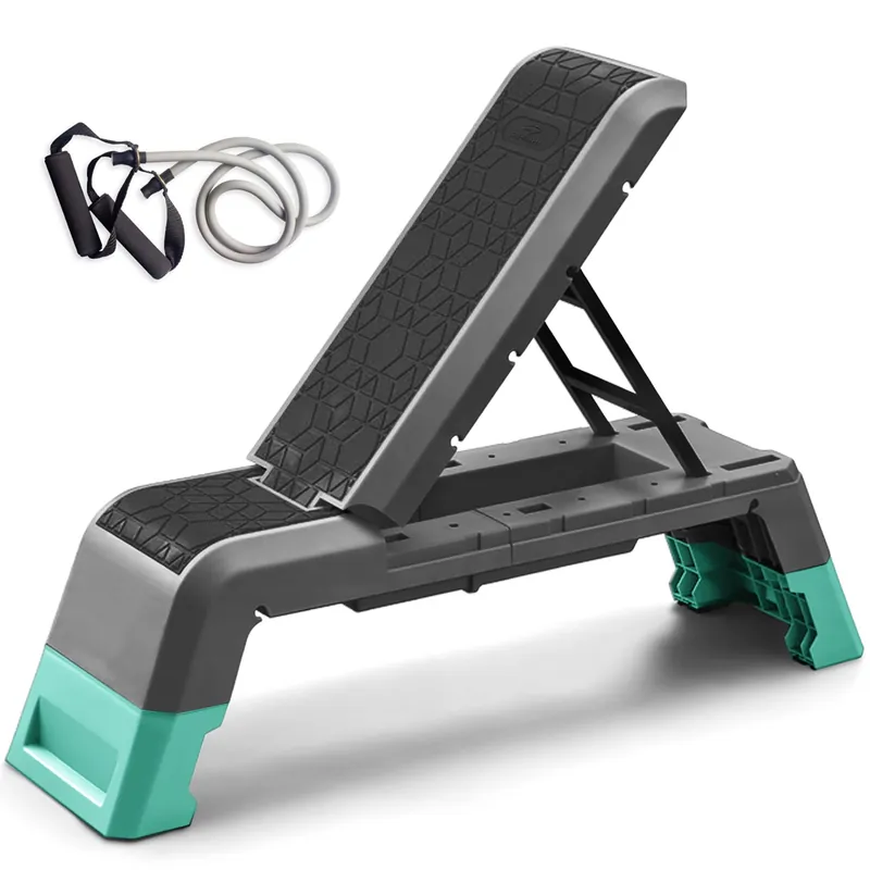 leikefitness Exercise Step Platform, Multifunctional Aerobic Deck with Cord and Adjustable Dumbbell & Weight Bench, Fitness Equipment for Workout Home Gym, GM5821 (Black)