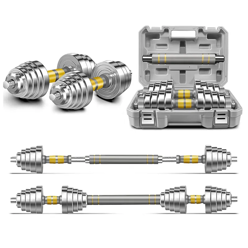 PHOEROS Adjustable Dumbbell Set - 44/66 LBS weights set, Dumbbell Barbell 3 in 1, Steel Dumbbells Pair with Connecting Rod for Adults Women Men Fitness Workout, Home Gym Exercise Training Equipment