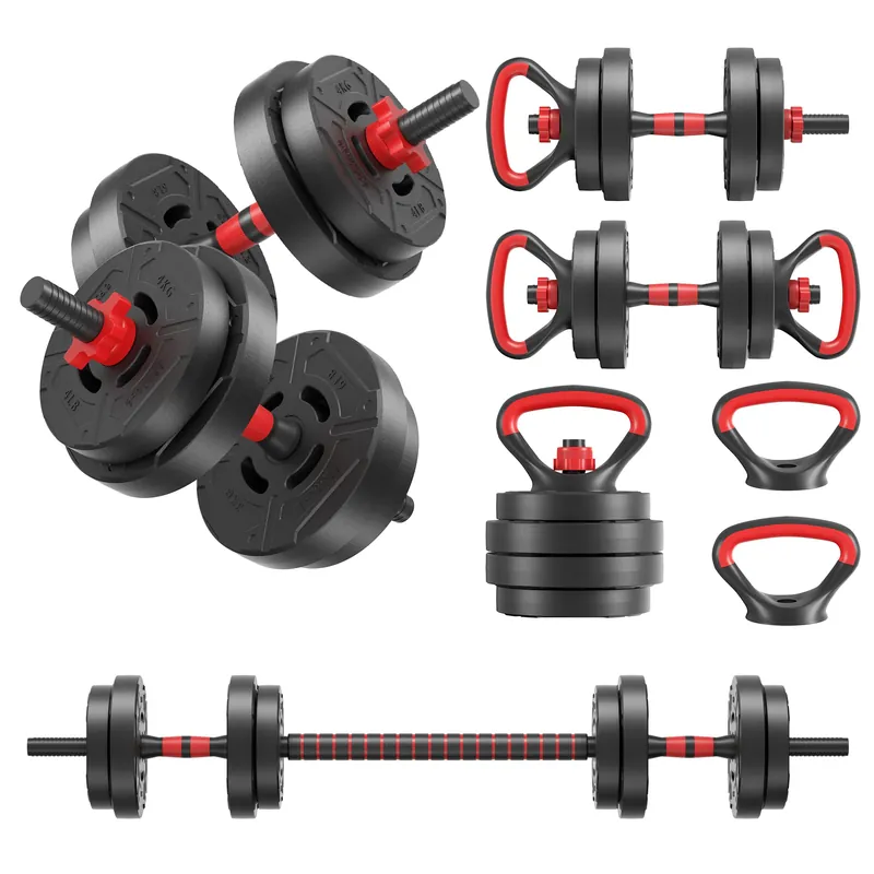 Fitvids 40lbs 4in1 Adjustable Dumbbell Set, Multi-Functional Changeable Dumbbell and Barbell Kettlebell Set