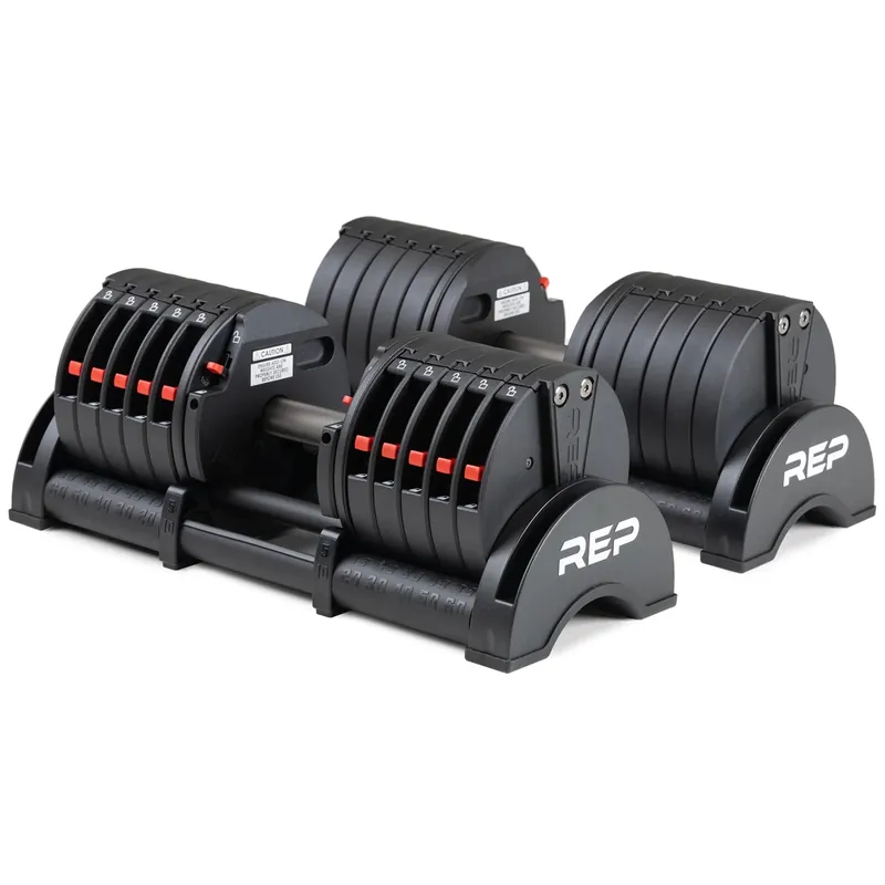 REP Fitness Adjustable Dumbbell Set - QuickDraw, Multiple Weight Ranges, Non-Slip Grip