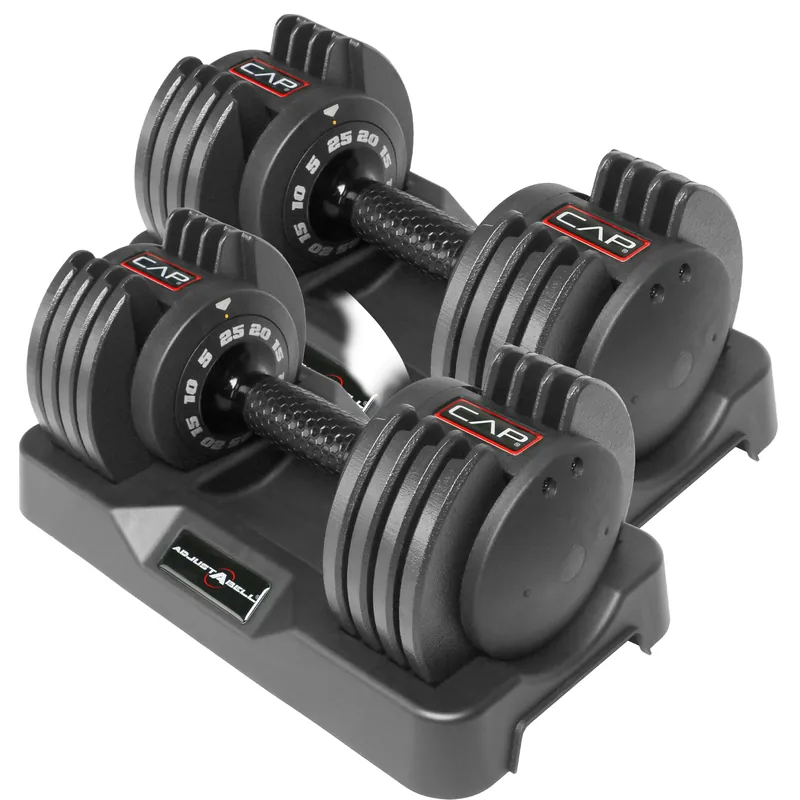 CAP ADJUSTABELL® 25 lb Pair of Adjustable Dumbbells with Contoured Full Rotation Handle, Honeycomb Black Handle