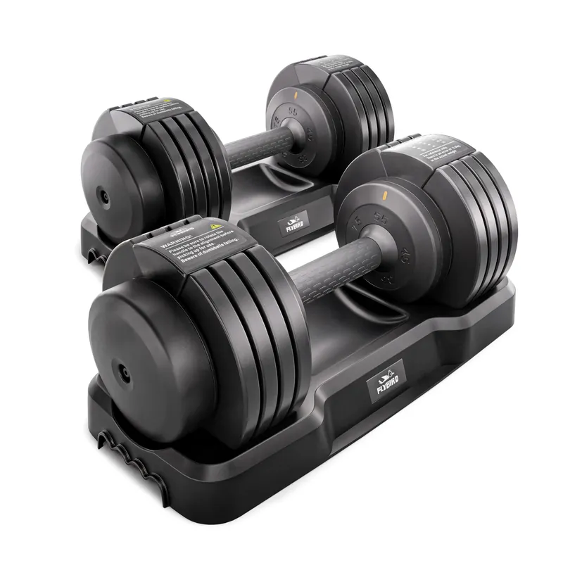 FLYBIRD Adjustable Dumbbell Set of 2, 5-IN-1 Fast Adjustable Weights Dumbbell Set for Home Gym Exercise & Fitness, Fast Change Weights with Anti-Slip Handle, Multiweight Options for Full Body Workout Suitable Men/Women(55LBx2)