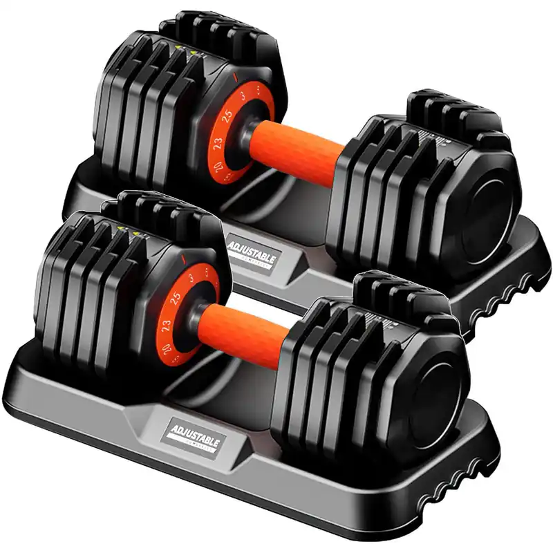 Fit Sir 25/55LB Adjustable Dumbbell Set,10 in 1 Free Weights Dumbbell of 2 with Secure Locking Mechanism for Safe,1 Sec Speed Adjustment Men/Women Gym and Home Strength Training Equipment