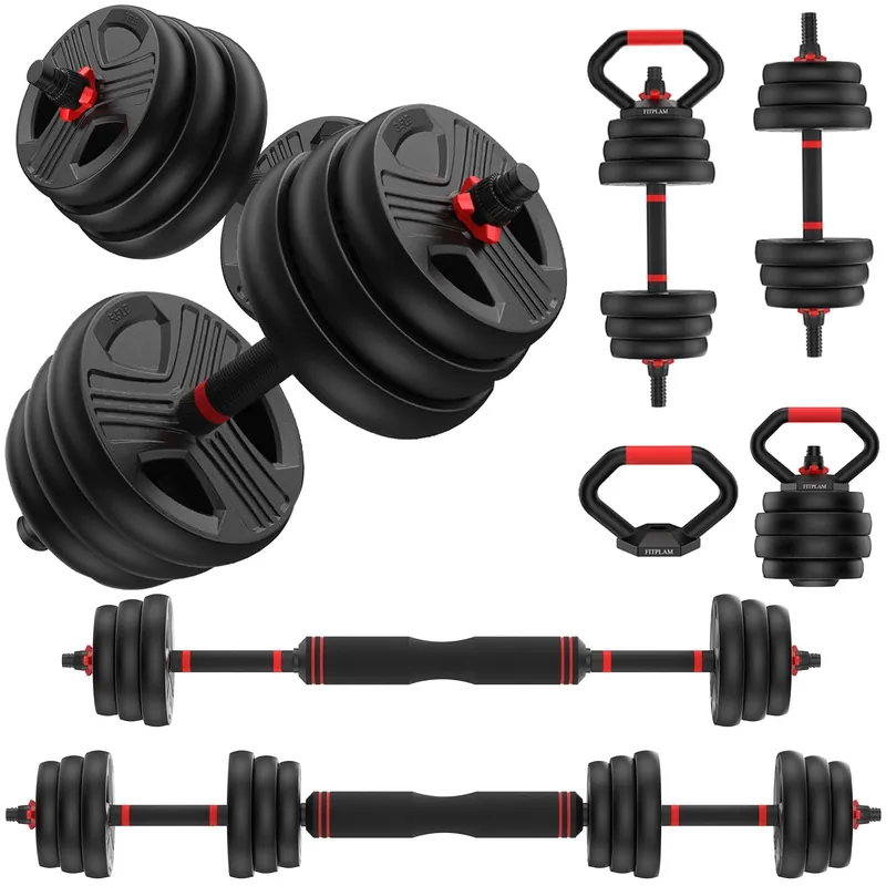 FDS1 Adjustable dumbbell set, 70lbs Free Weights set with upgraded nut, 5 in 1 Weight Set Used as Kettlebells, Barbell, Push up Stand, Fitness Exercise for Home Gym Suitable Men/Women