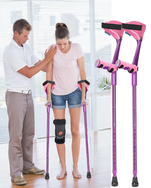Forearm Crutches for Adults Have Elastic Crutches Padding for The Elbow+Hand Padding, Increases Walking Comfort
