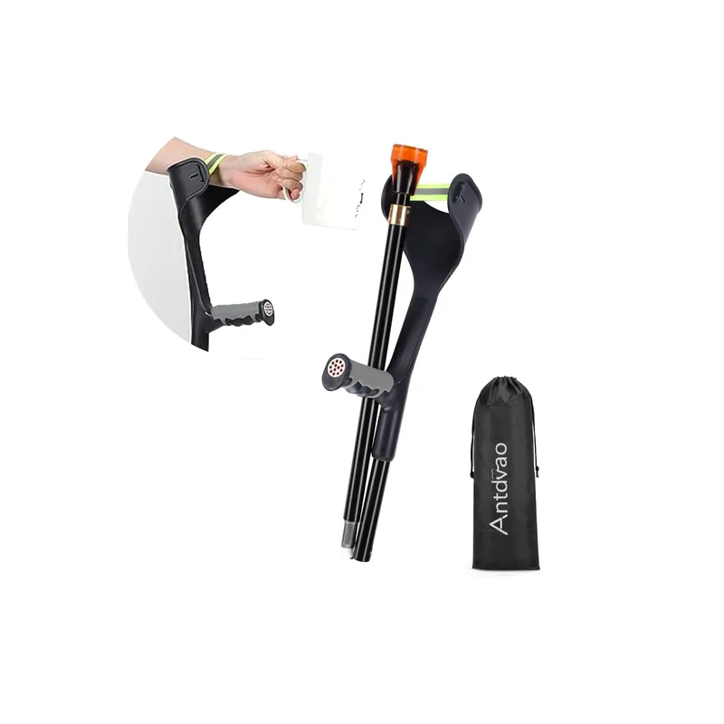 Antdvao Forearm Crutch for Adults(x1 Unit), Forearm Crutch with Cuffs, Anti-Drop, Crutch for Walking, Forearm Crutch Lightweight Adjustable, Aluminum Forearm Crutch, Black Crutch (Single Black)