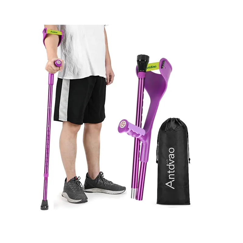 Antdvao Folding Crutch (x1 Unit) Forearm Crutch Anti-Drop Cuff Reduces the Hassle of Picking Up Forearm Crutch,Comfortable Grip and Wear-Resistant, Non-Slip Forearm Crutch (Single Violet)