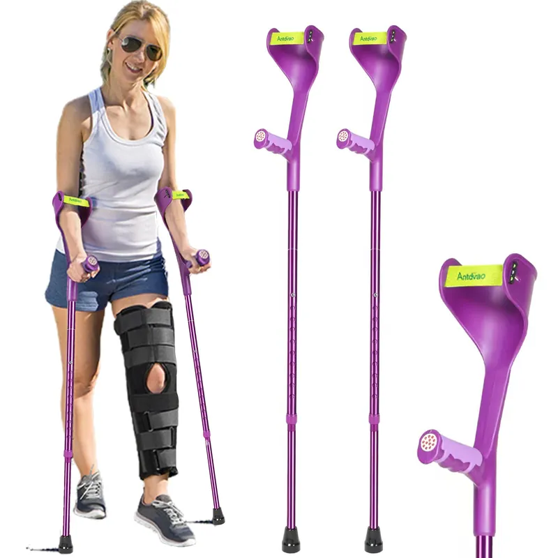 Antdvao Forearm Crutches Pair Folding Forearm Crutches Anti-Drop Cuff Reduces The Hassle of Picking Up Forearm Crutch,Comfortable Grip and Wear-Resistant, Non-Slip Forearm Crutches (Violet)