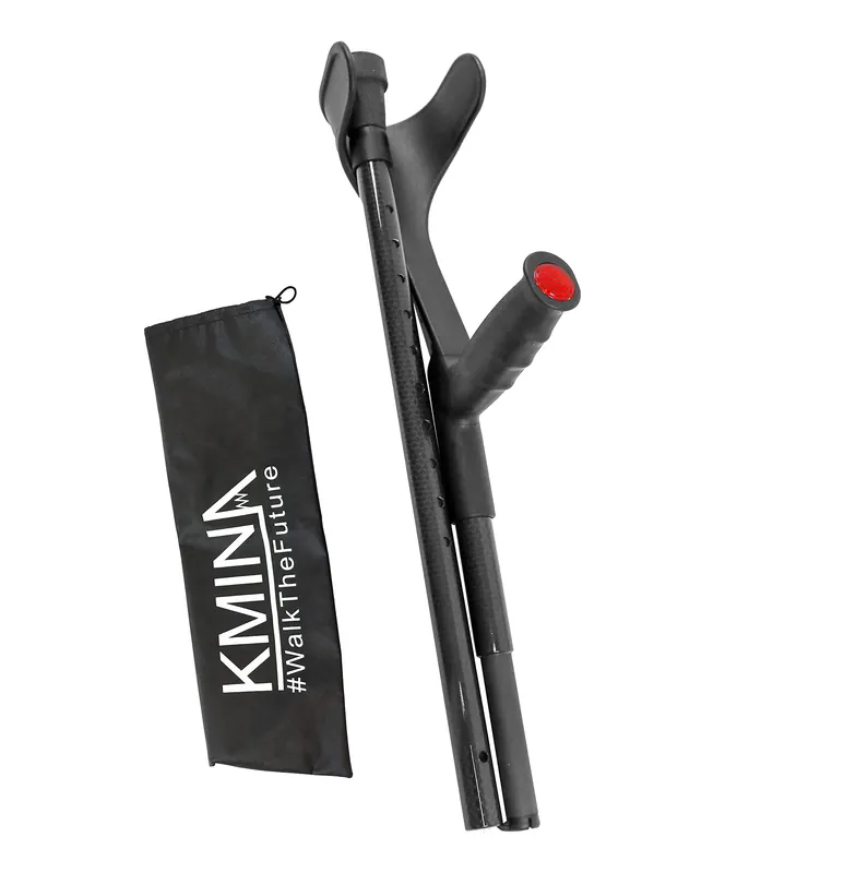 KMINA Foldable Forearm Crutch of Carbon Fiber (x1 Unit), Open Cuff, Lightweight, Folding Crutches, PRO Model, Made in Europe