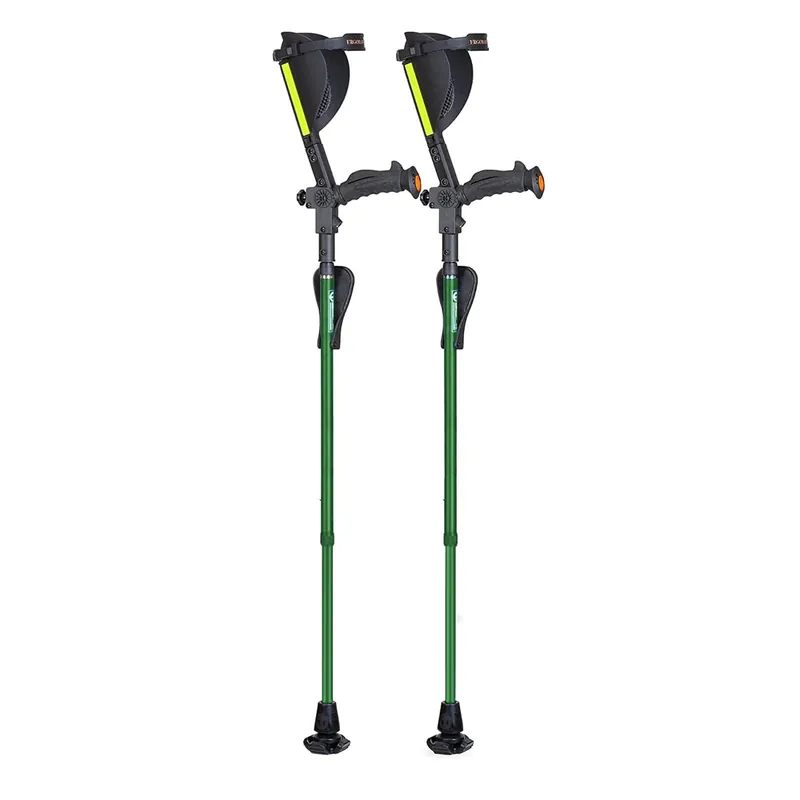 Ergobaum® 7TH Generation Prime by Ergoactives. 1 Pair (2 Units) of Ergonomic Forearm Crutches - Adult 5‘ - 6‘6‘‘ Adjustable (Green)