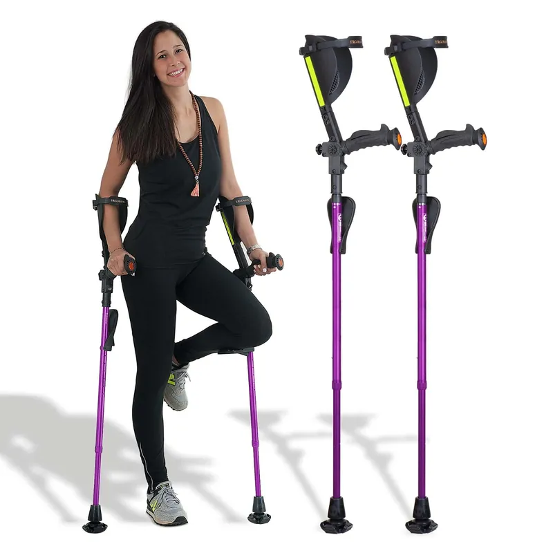 Ergobaum 7G by Ergoactives. 1 Pair (2 Units) of Ergonomic Forearm Crutches - Adult 5‘ - 6‘6‘‘ Adjustable (Purple)