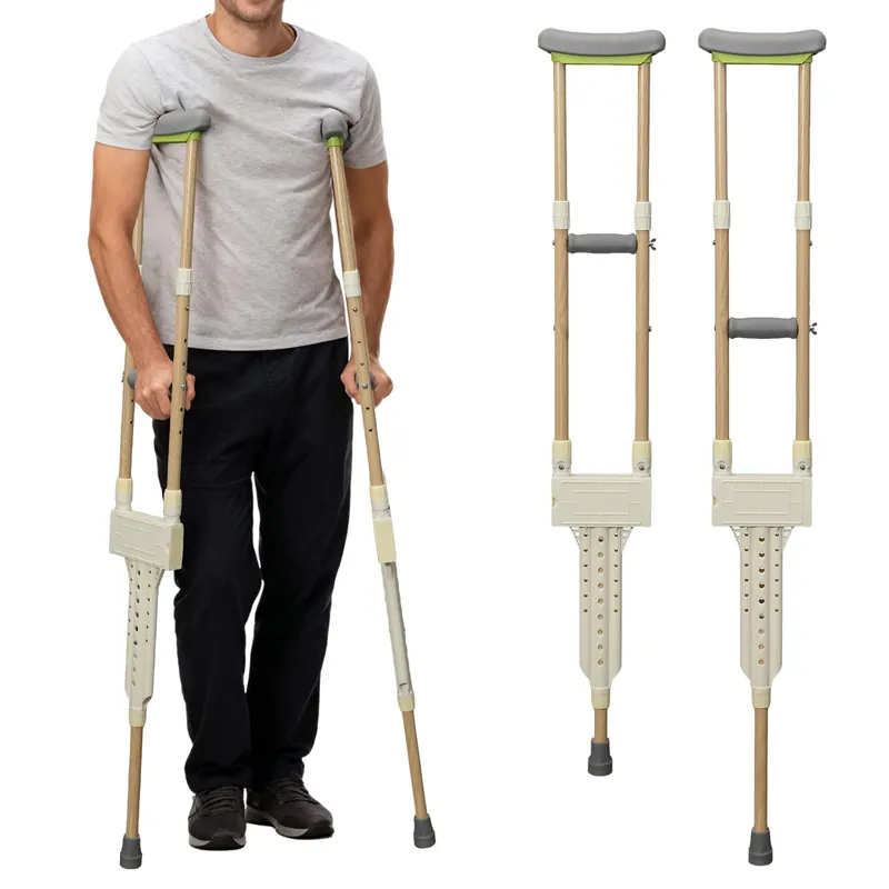 Aluminum Crutches for Adults, Pair of Height Adjustable Crutch (Fits 5‘0" - 5‘10"), Universal & Lightweight Crutches for Kids, Women, Includes Padded Underarm Cushions, Rubber Tips, 300 lbs Capacity